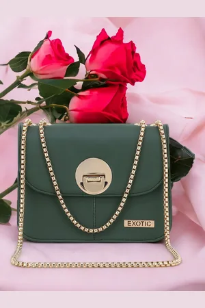 EXOTIC Green PU Structured Sling Bag