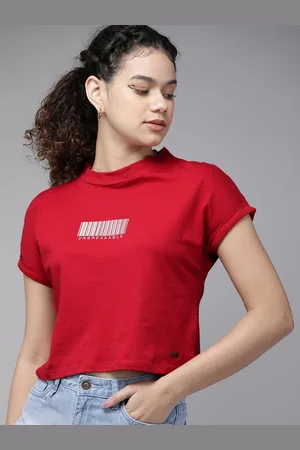Roadster Women Fuchsia Typography Printed Extended Sleeves Pure Cotton T-shirt
