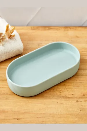 Home Centre Jumbo Green Textured Matte Bath Accessories Set