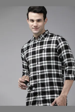 The Bear House Men Black Slim Fit Tartan Checked Casual Shirt