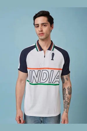 FanCode Men Typography Printed Polo Collar Applique T-shirt
