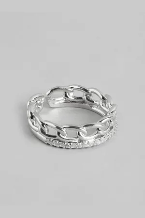 DressBerry Women Stone-Studded Chain Finger Ring