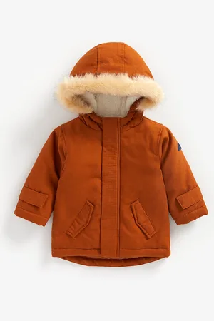 Mothercare Boys Brown Solid Cotton Regular Parka Jacket