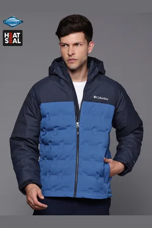Columbia Men Blue Colourblocked Grand Trek II Down Hooded Outdoor Quilted Jacket