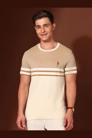U.S. Polo Assn. Men Brand Logo Colourblocked Pockets Slim Fit T-shirt