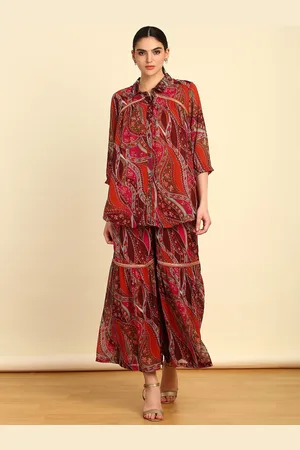 Soch Printed Shirt Collar Neck Shirt & Flared Palazzo Co-Ord Set