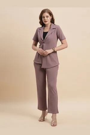Moda Rapido Shawl Collar Neck Top With Trousers Co-Ord Set