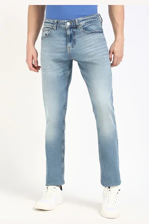 Tommy Hilfiger Men Slim Fit Mid-Rise Highly Distressed Heavy Fade Stretchable Jeans