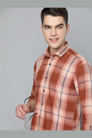 Mast & Harbour Men Rust Red Pure Cotton Tartan Checks Casual Shirt