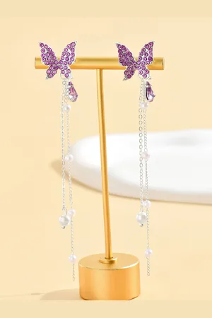 Krelin Silver-Plated Butterfly Shaped Drop Earrings