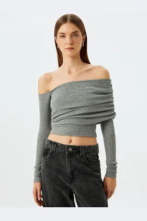 Koton Women V-Neck Pockets Slim Fit T-shirt