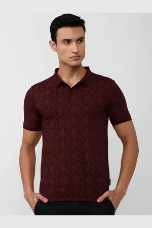 V Dot Men Floral Printed Polo Collar Pure Cotton T-shirt