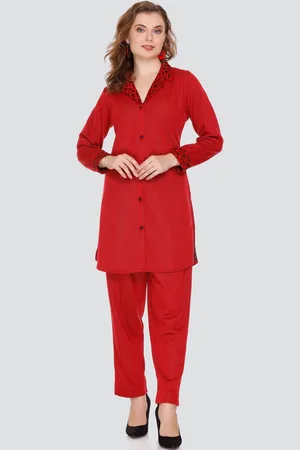 Elthia Geometric Printed Shawl Collar Panelled Kurta With Trouser