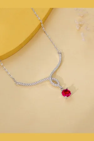 GIVA 925 Silver Rhodium-Plated Artificial Stones Necklace