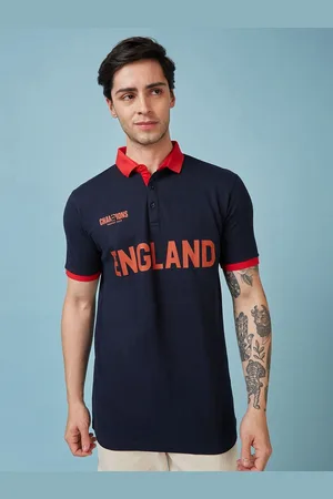 FanCode Men Typography Printed Polo Collar Applique T-shirt