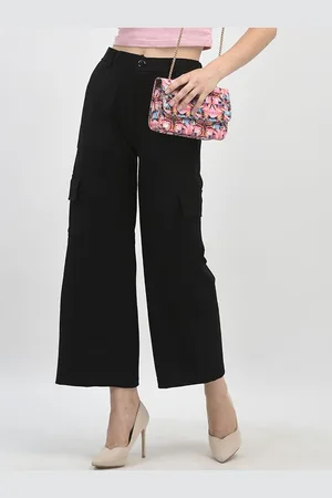 Chemistry Women Relaxed Straight Leg Flared High-Rise Cargos Trousers