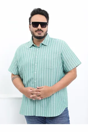 Highlander Men Plus Size Slim Fit Striped Cotton Casual Shirt