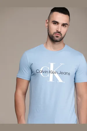 Calvin Klein Men Brand Logo Printed Pure Cotton Slim Fit T-shirt
