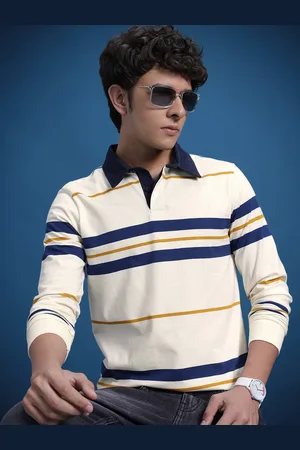Roadster The Life Co. Striped Polo Collar T-shirt