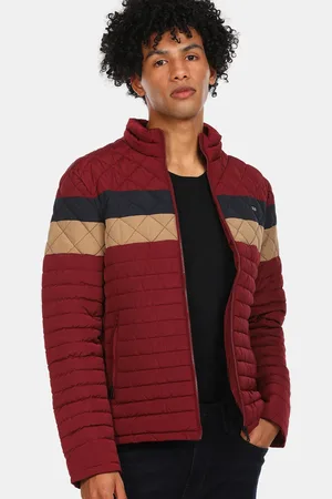 Arrow Men Red Colourblocked Windcheater Quilted Jacket