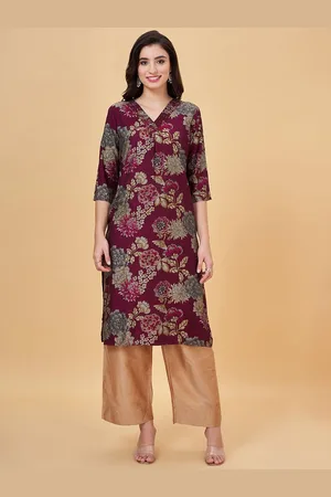 Pantaloons Floral Printed Sequinned Straight Kurta