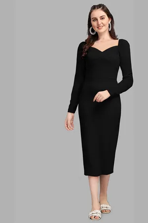 DressBerry Puff Sleeve Bodycon Midi Dress