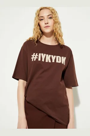 Max Collection Women Typography Printed Round Neck Cotton Oversized T-shirt