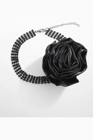 MANGO Artificial Stone Studded Choker Necklace with Flower Detail