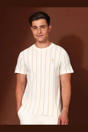 U.S. Polo Assn. Men Brand Logo Striped Applique Slim Fit T-shirt
