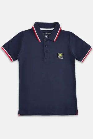 Pantaloons Boys Navy Blue & Orange Polo Collar T-shirt