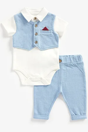 Mothercare Girls Printed Pure Cotton Bodysuit With Trousers