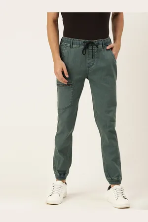 IVOC Men Green Slim Fit Heavy Fade Stretchable Slim-Fit Joggers