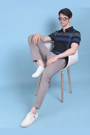 Crimsoune Club Striped Polo Collar Slim Fit T-shirt