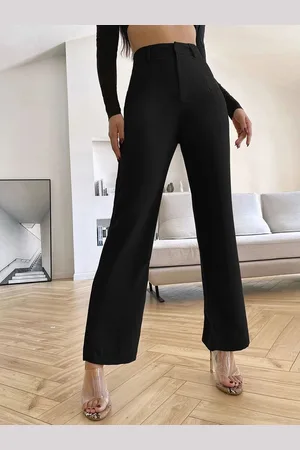 Chemistry Women Relaxed Straight Leg Flared High-Rise Trousers
