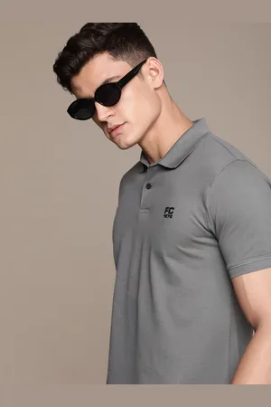 French Connection Polo Collar Knitted Pure Cotton T-shirt With Minimal Brand Logo Print