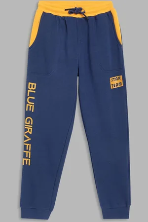 Blue Giraffe Boys Solid Straight Fit Cotton Joggers