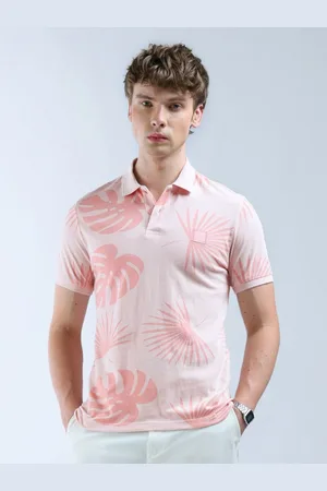 Flying Machine Men Floral Printed Polo Collar Cotton T-shirt