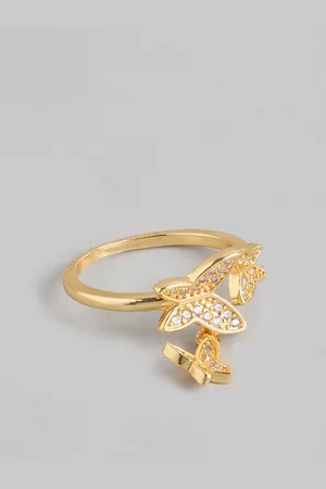 DressBerry Women Stone-Studded Butterfly-Shaped Finger Ring