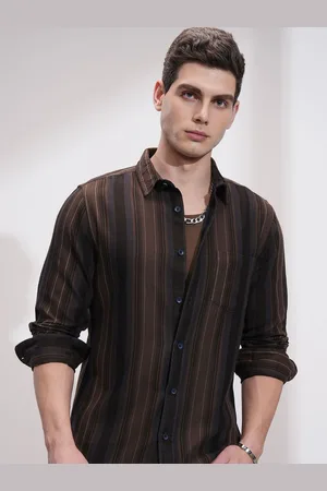 Highlander Men Slim Fit Opaque Striped Casual Shirt