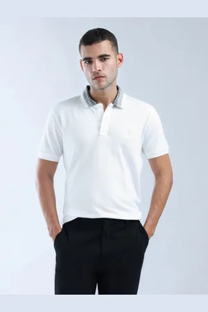 Flying Machine Men Solid Polo Collar Cotton T-shirt