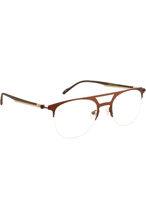 Ted Smith Unisex Brown & Gold-Toned Half Rim Aviator Frames Eyeglasses