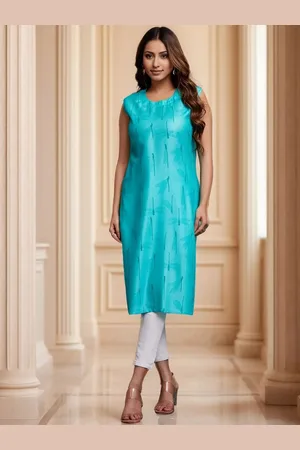 Kalini Animal Printed Round Neck Straight Kurta