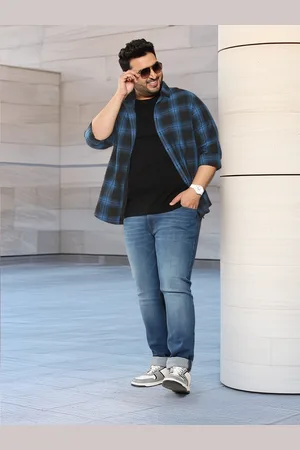 Sztori Men Plus Size Pure Cotton Checked Casual Shirt
