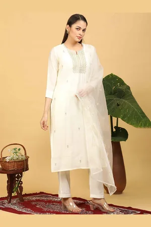 Goldstroms Women Floral Embroidered Regular Sequinned Kurta with Trousers & With Dupatta