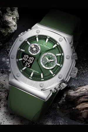Carlington Analogue and Digital Watch CT 7711 Green