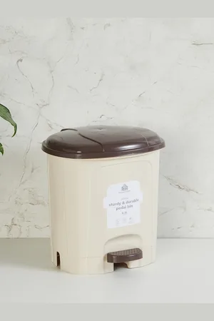 Home Centre Sedona Capiz Beige Polypropylene Pedal Waste Bin - 6.5L