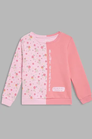 Blue Giraffe Girls Pink Colourblocked Sweatshirt