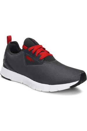 PUMA Men Grey & Red Woven Design Sneakers