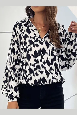 HERE&NOW Women Abstract Printed Monochrome Shirt Style Top