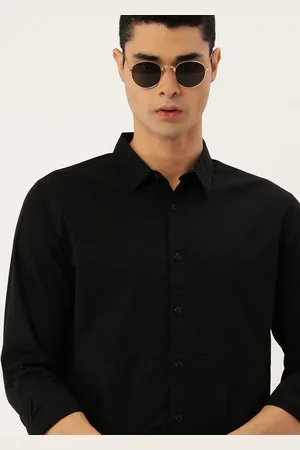 Forever 21 Men Black Solid Casual Shirt With Kangaroo Pockets